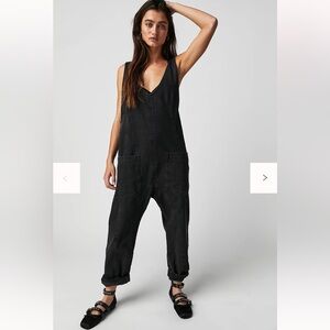 We The Free Charcoal Denim Overalls